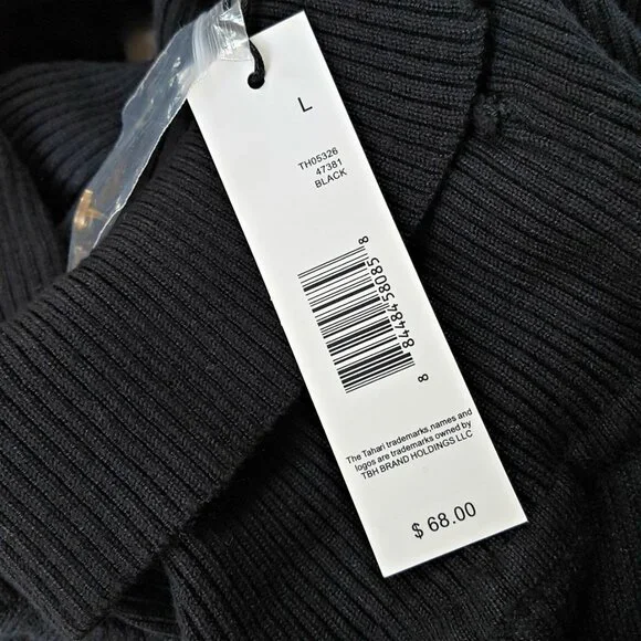 NEW! Tahari BLACK Ribbed TURTLENECK SWEATER SZ L - Picture 5 of 6